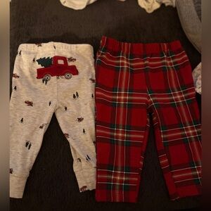 Carter's Red Plaid and Cream Truck Bottoms